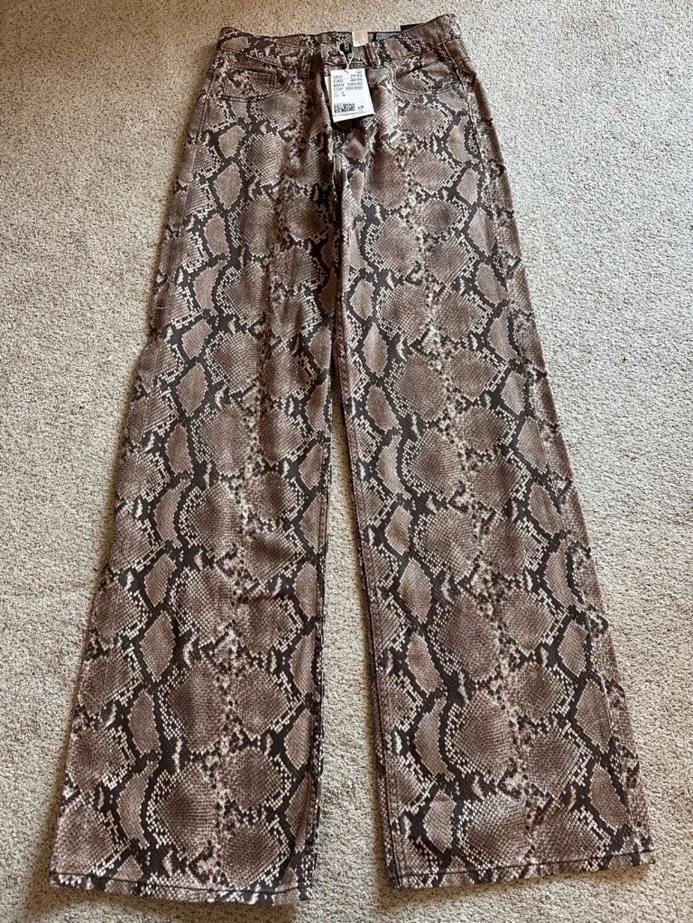 H&M Brown Snakeskin Print Jeans